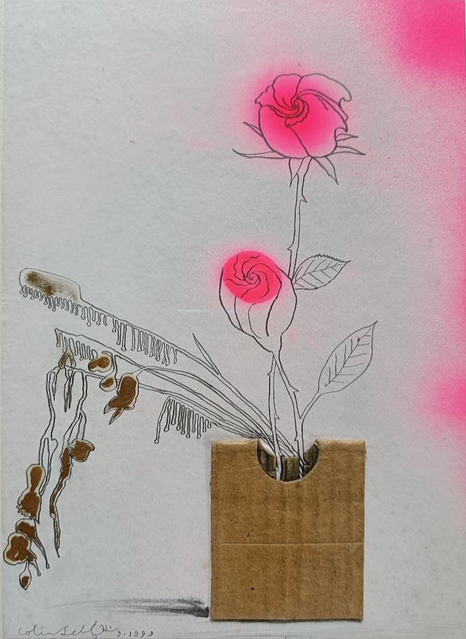 Colin  Self - Roses in a corrugated Vase I